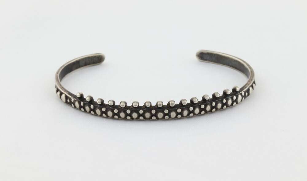 Sterling Silver Patterned Cuff Bracelet 6 3/4" inch Adjustable